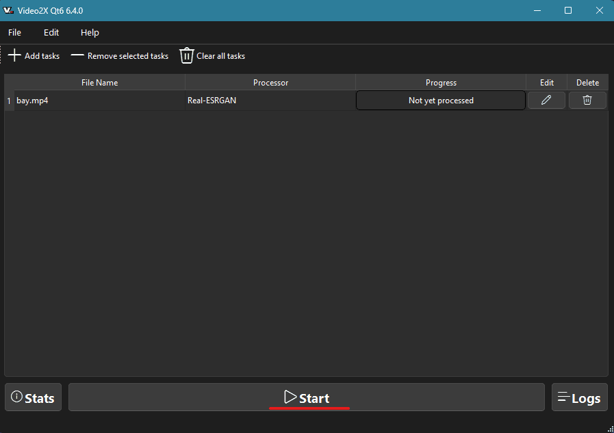 G Aesthethics video2x interface start task