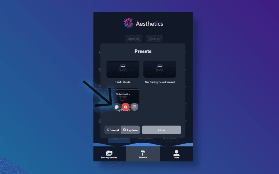 Copy the theme preset data