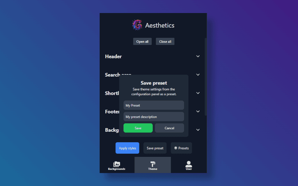 Save your Theme G-Aesthetics